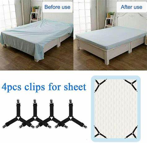 4 Pieces Bed Sheet Fasteners Mattress Sheet Holders for Bedding