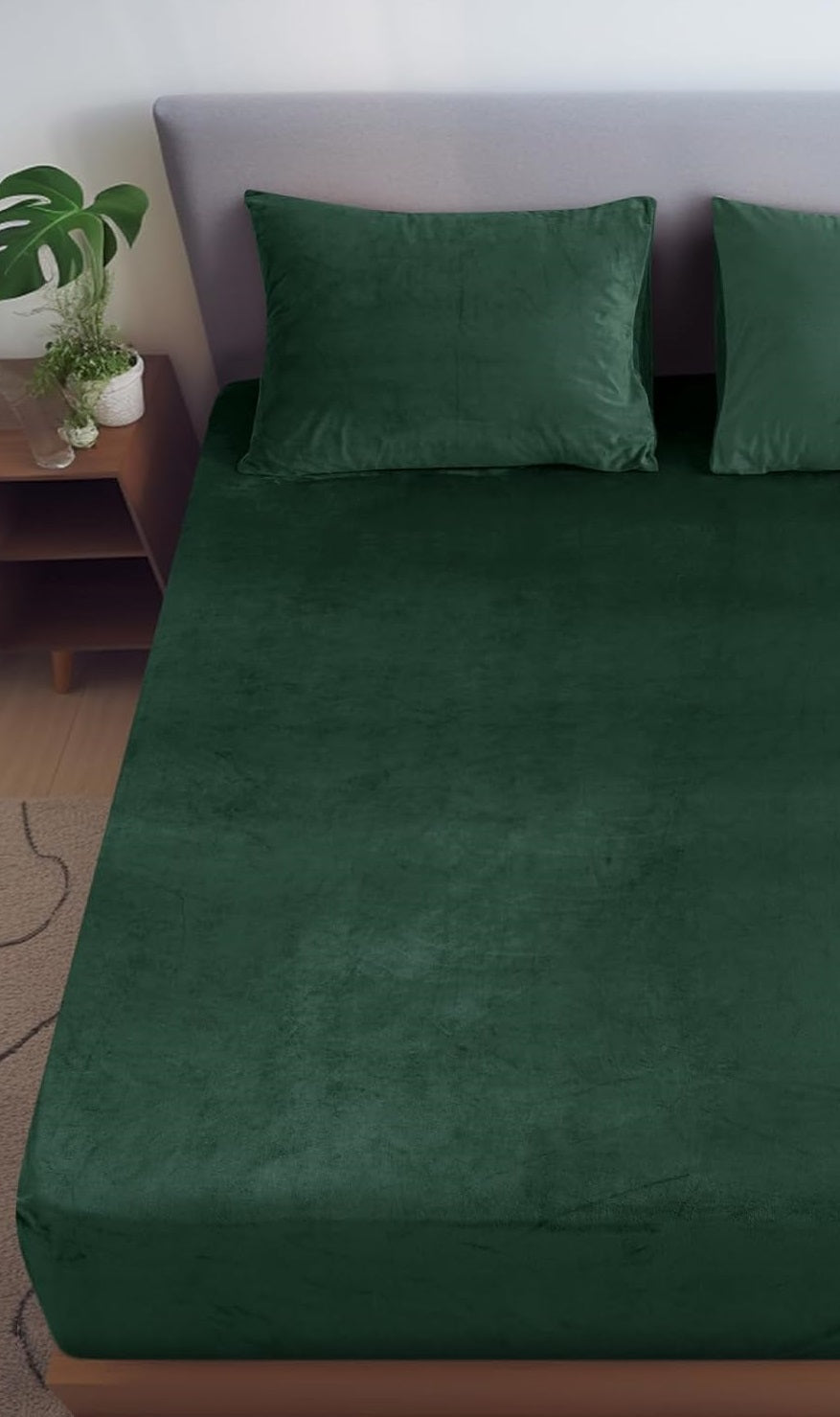 Velvet Fitted Bedsheets-Green