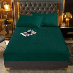 Velvet Fitted Bedsheets-Green