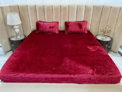 Velvet Fitted Bedsheets-Red