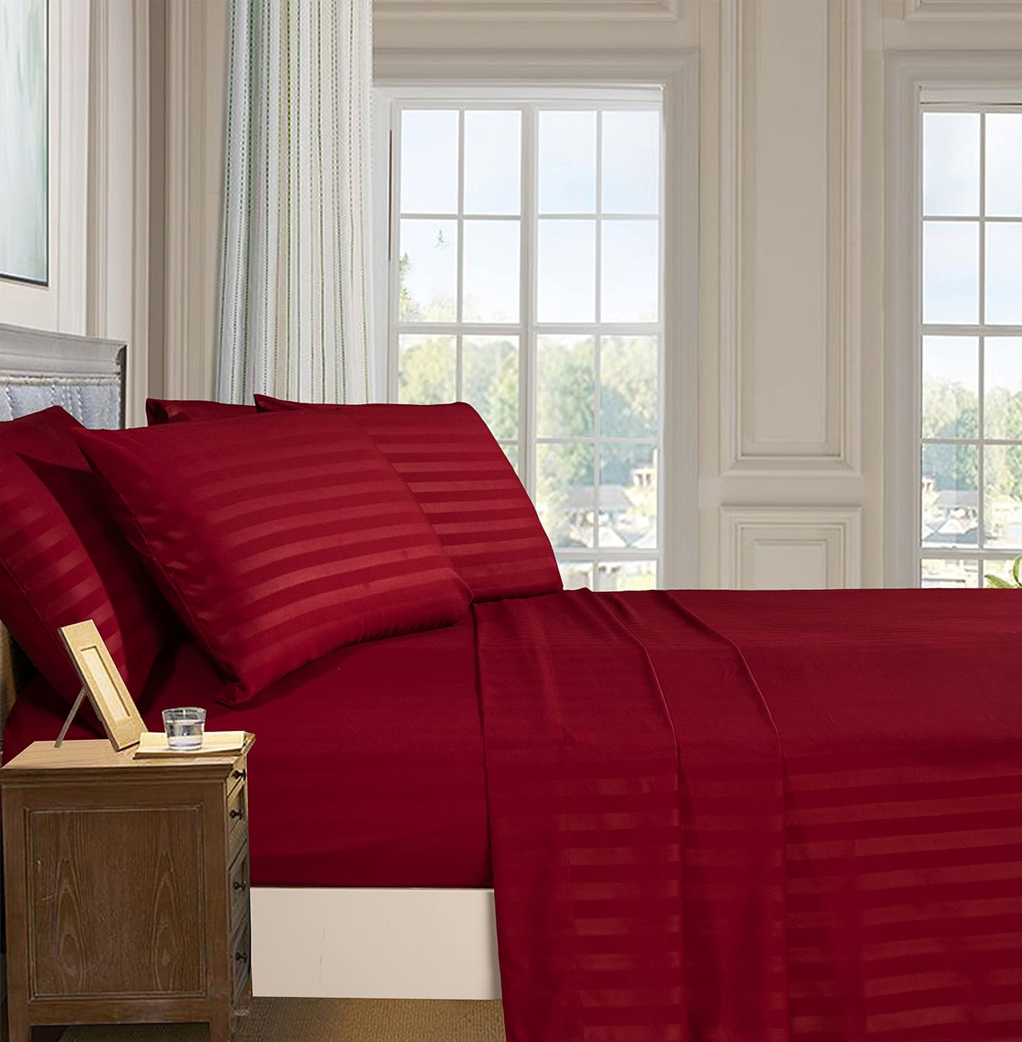 3 Pieces Stripe Sheet, Red