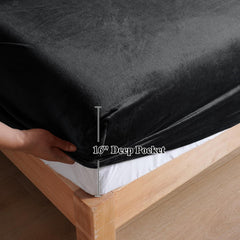 Velvet Fitted Bedsheets-Black