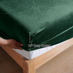 Velvet Fitted Bedsheets-Green