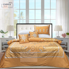 8-Piece Silk Satin Bridal Bedset with Exquisite Block Printing