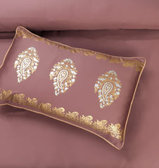 8-Piece Silk Satin Bridal Bedset with Exquisite Block Printing