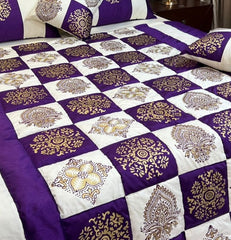 8-Piece Silk Satin Bridal Bedset with Exquisite Block Printing