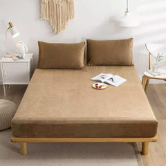 Velvet Fitted Bedsheets- Light Brown (Skin)