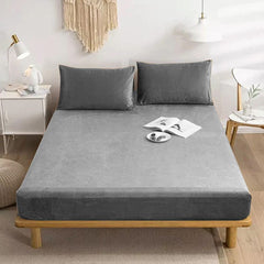 Velvet Fitted Bedsheets-Grey