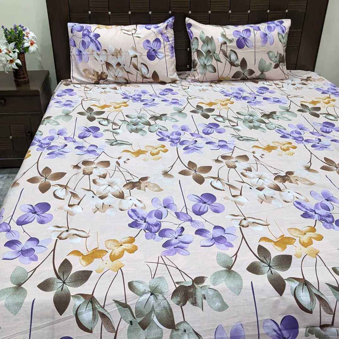 3 Pieces Pure cotton Bedsheet