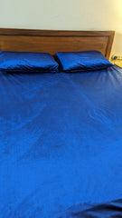 Velvet Fitted Bedsheets- Blue Glossy