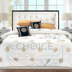 8-Piece Silk Satin Bridal Bedset with Exquisite Block Printing