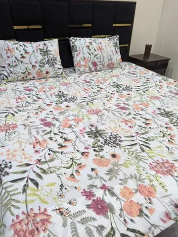 3 Pieces Pure cotton Bedsheet